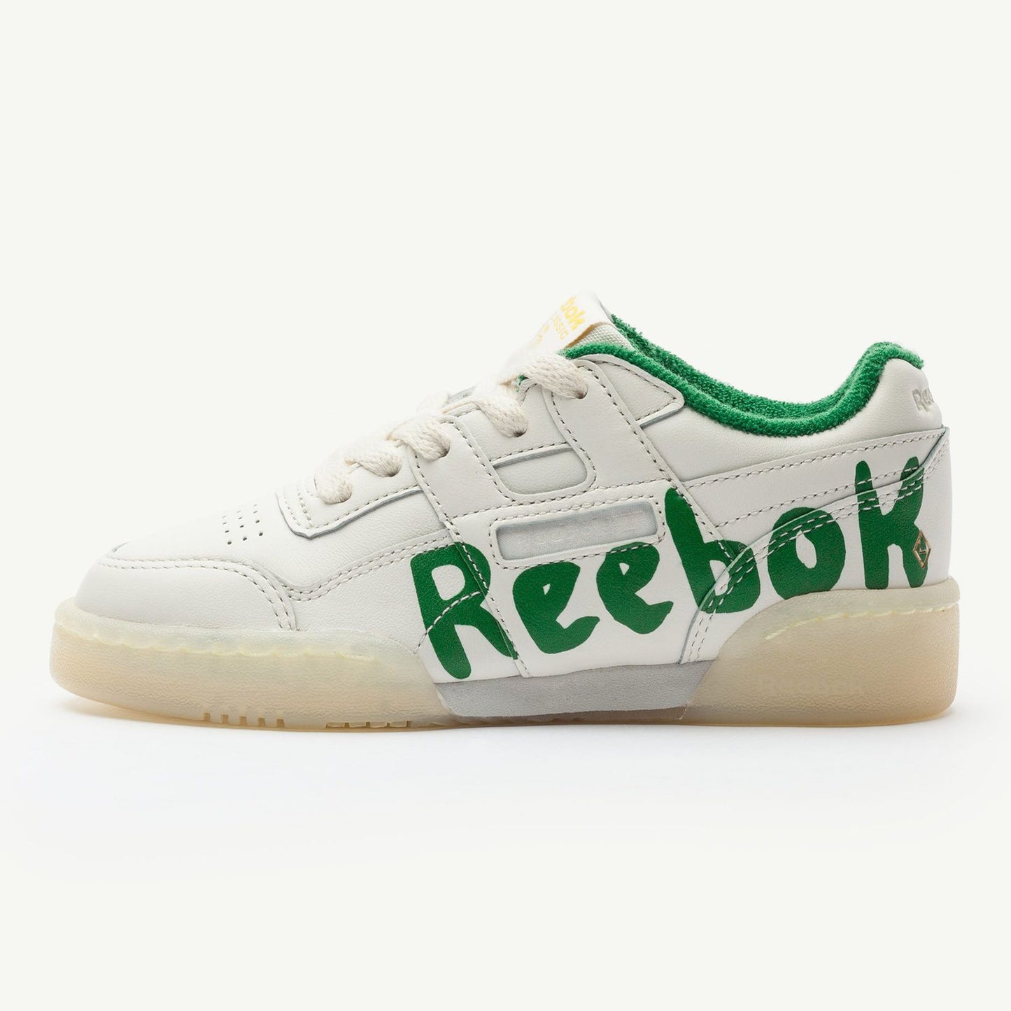 Boys & Girls Beige & Green Cow Leather & Textile Sneakers