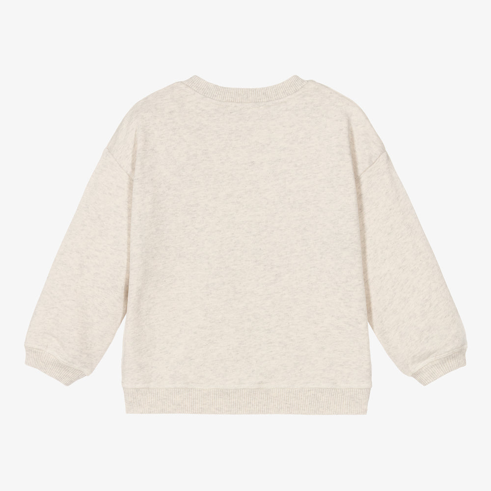女童米色Logo棉卫衣