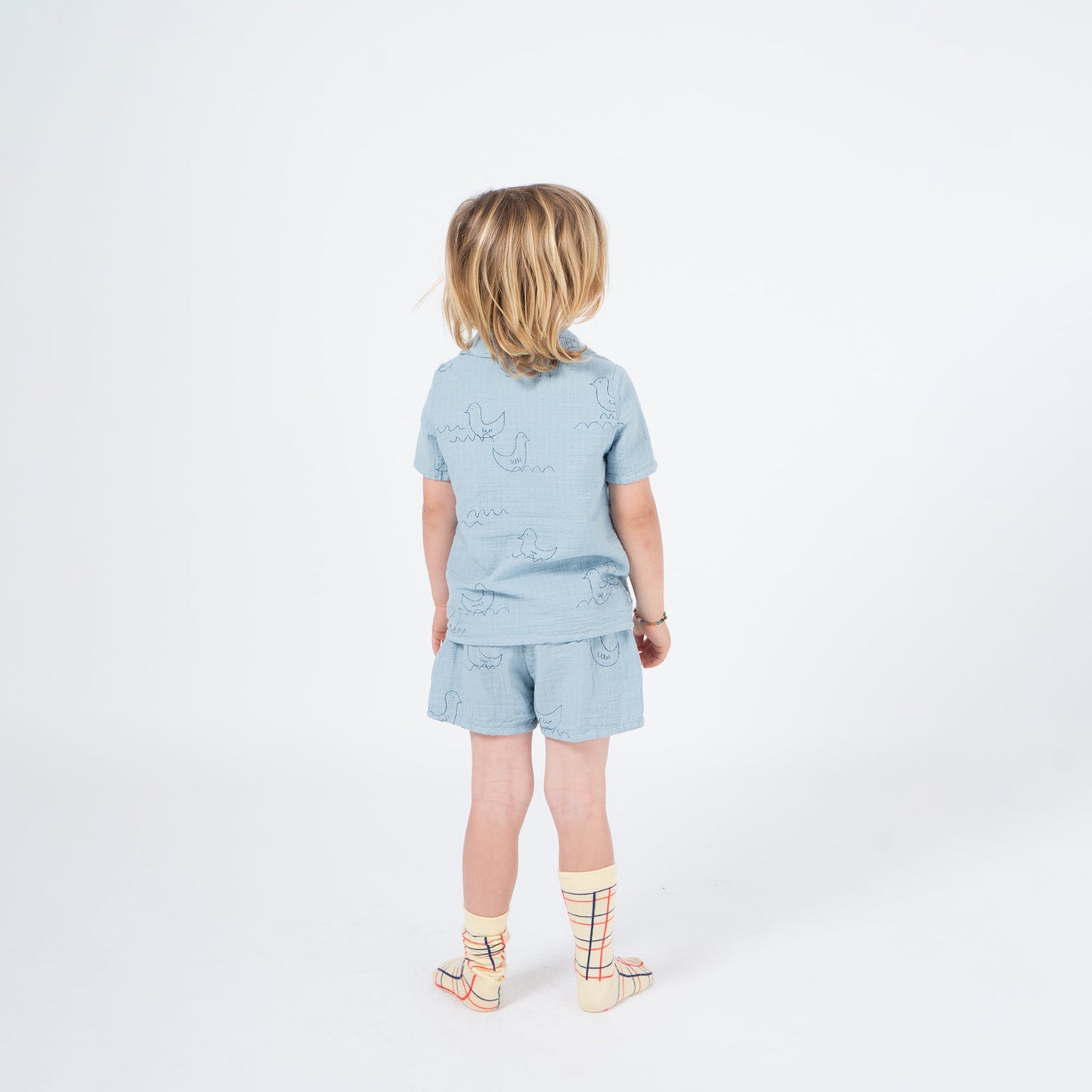 Girls Yellow Check Cotton Lines Long Socks