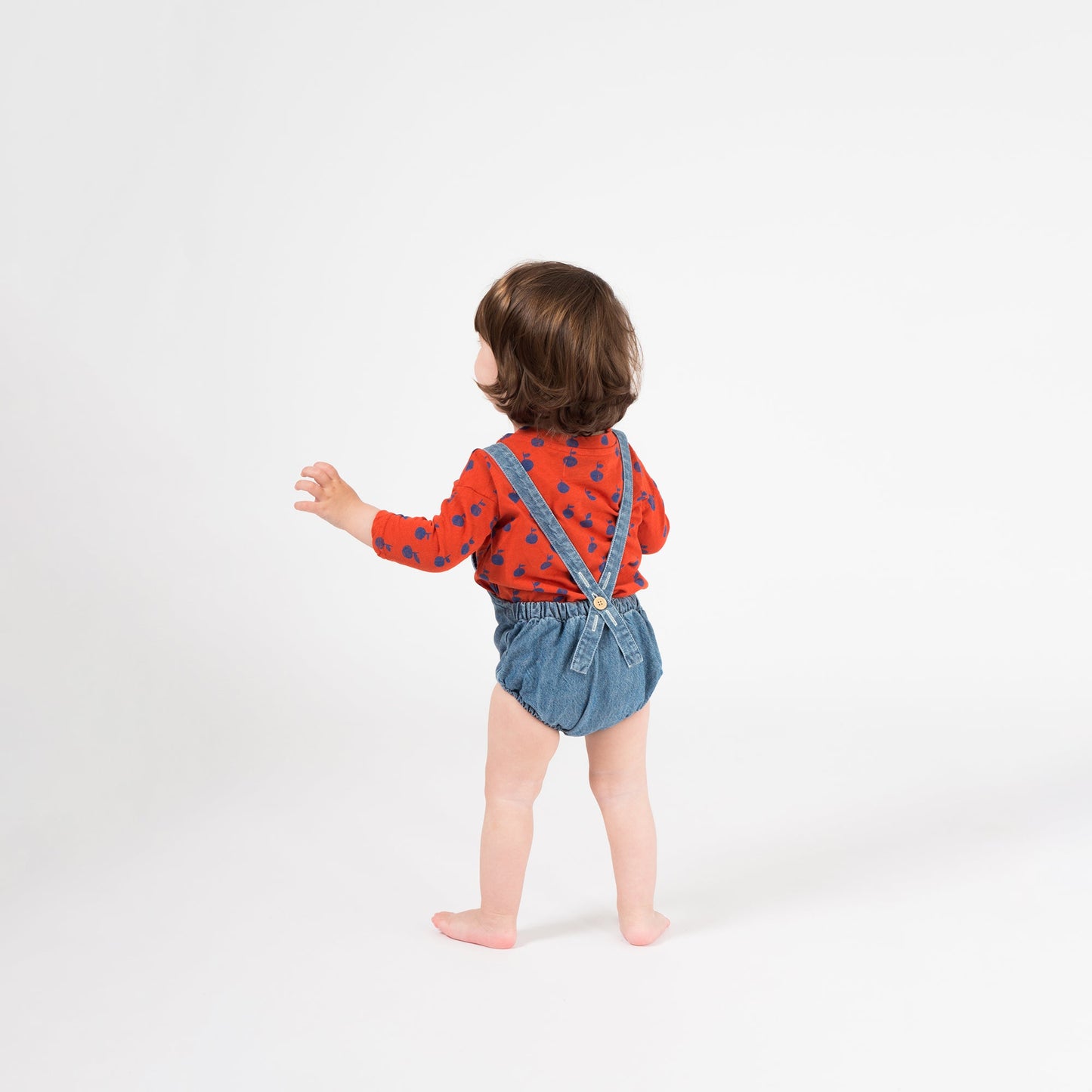 Baby Ashley Blue Cotton Cherry Romper
