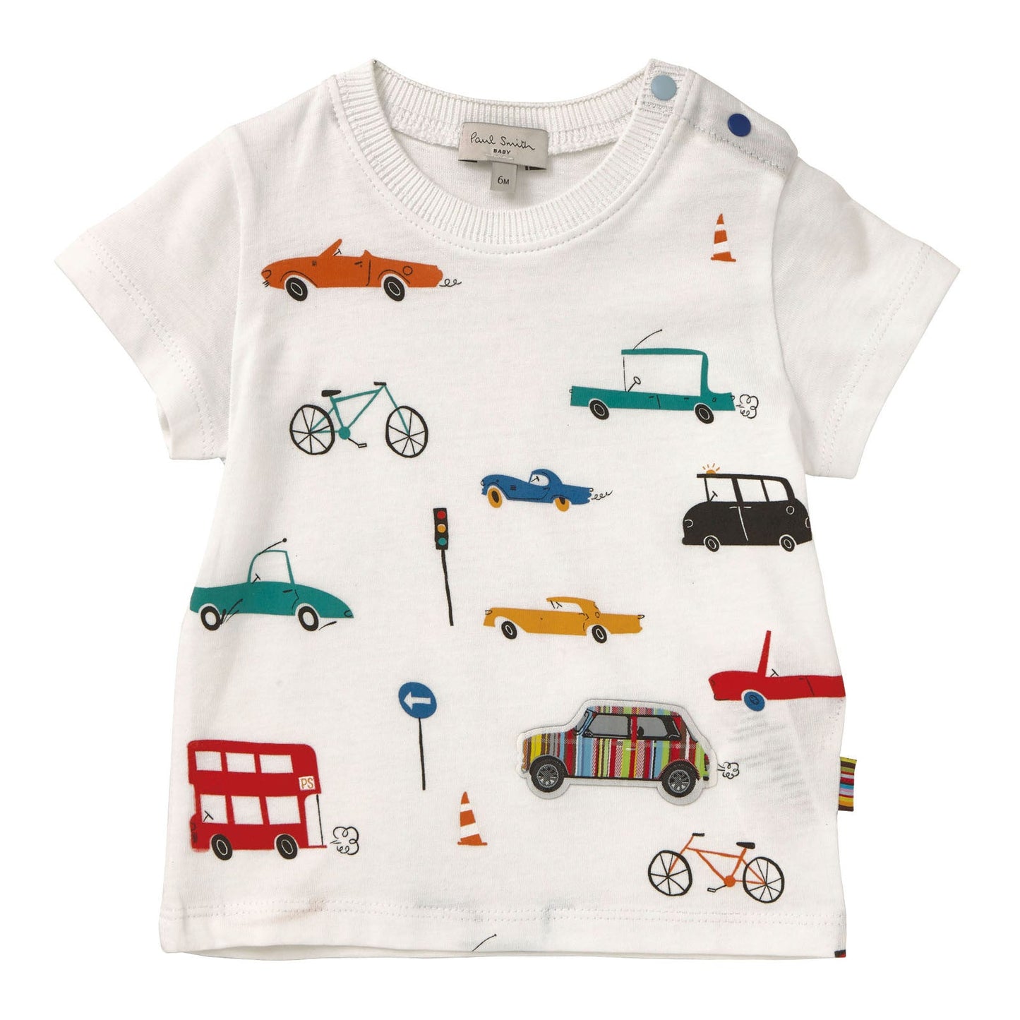 Baby Boys White Allover Bus Printed T-Shirt