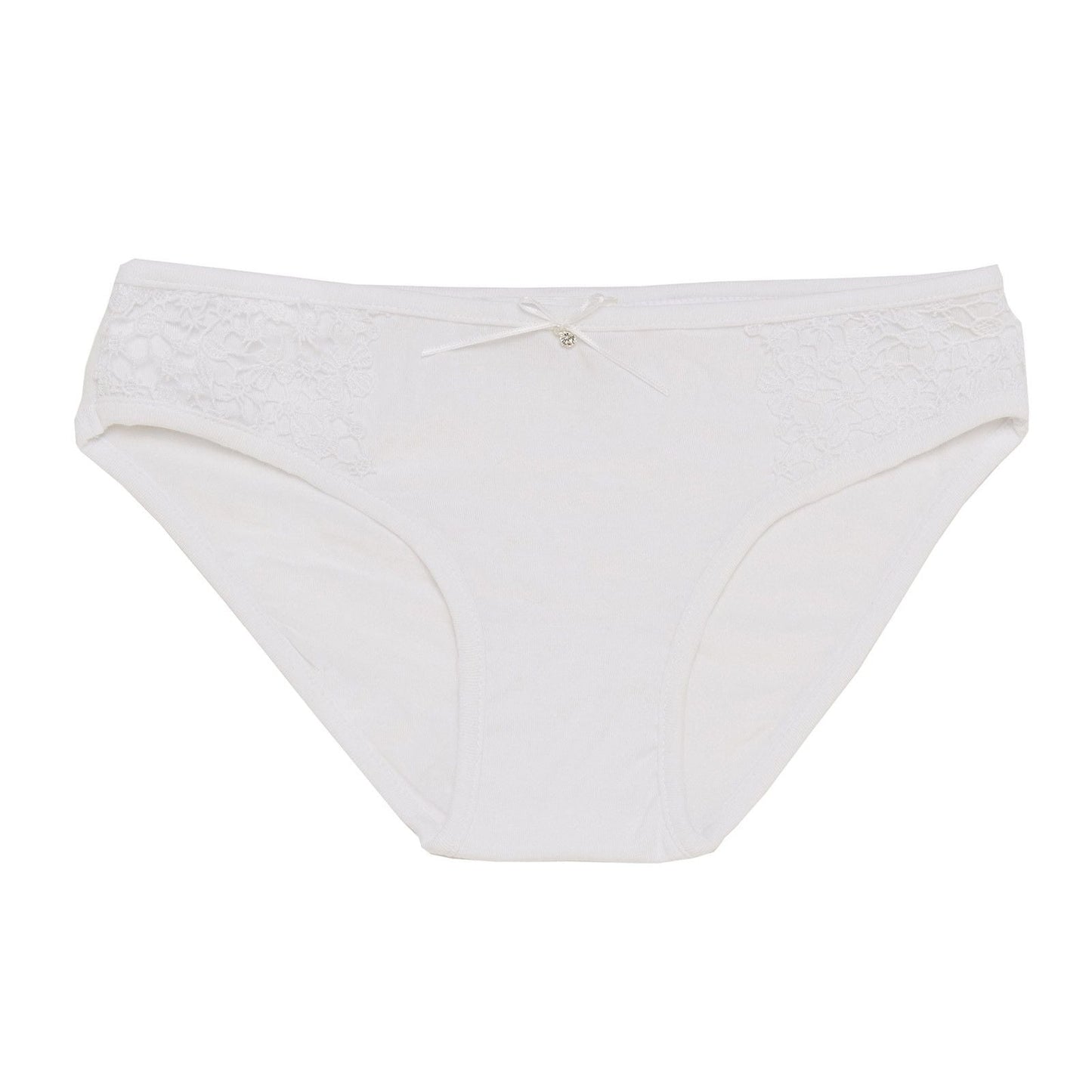 Girls Ivory Jersey Knicker With Hollow Pattern Trims