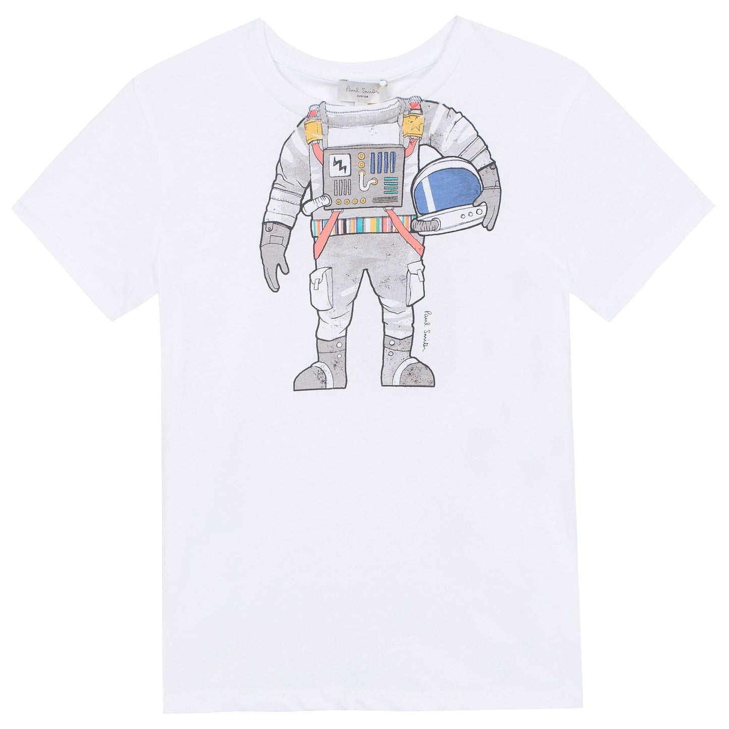 Boys White Astronaut Printed T-Shirt