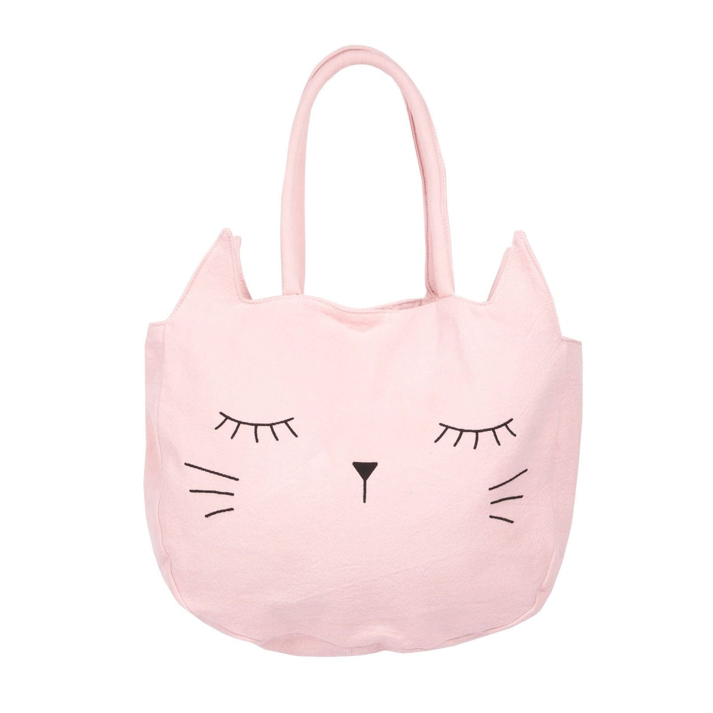 Girls Bright Pink Cat Face Printed Cotton Bag