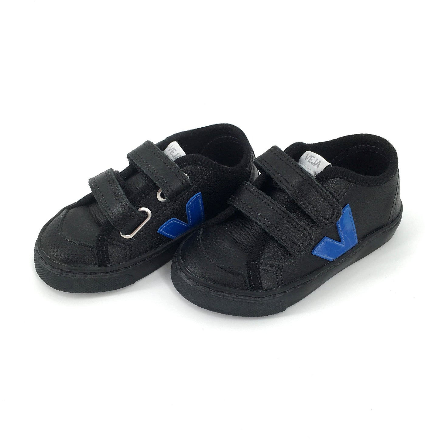 Boy&Girls Black Leather Velcro Shoes