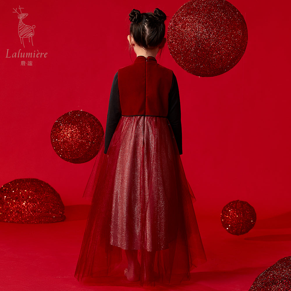 女童红色新中式拜年服(短袖)