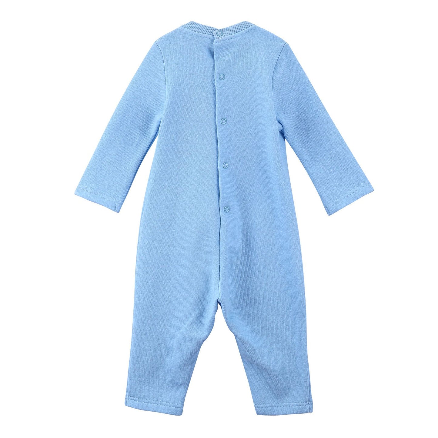 Baby Sky Blue Cotton Embroidered Tiger Head Babygrow