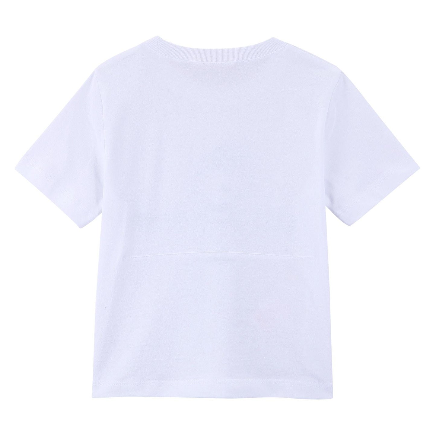 Girls White Cartoon Printed Cotton Jersey T-Shirt