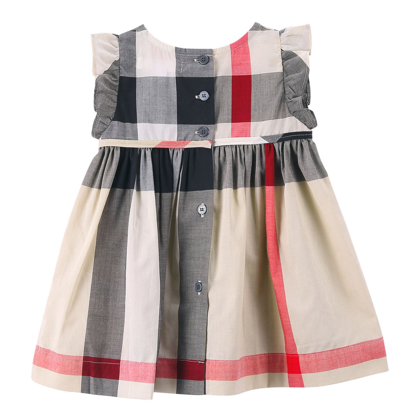 Baby Girls Multicolor Classic Check Dress With Frill Sleeve