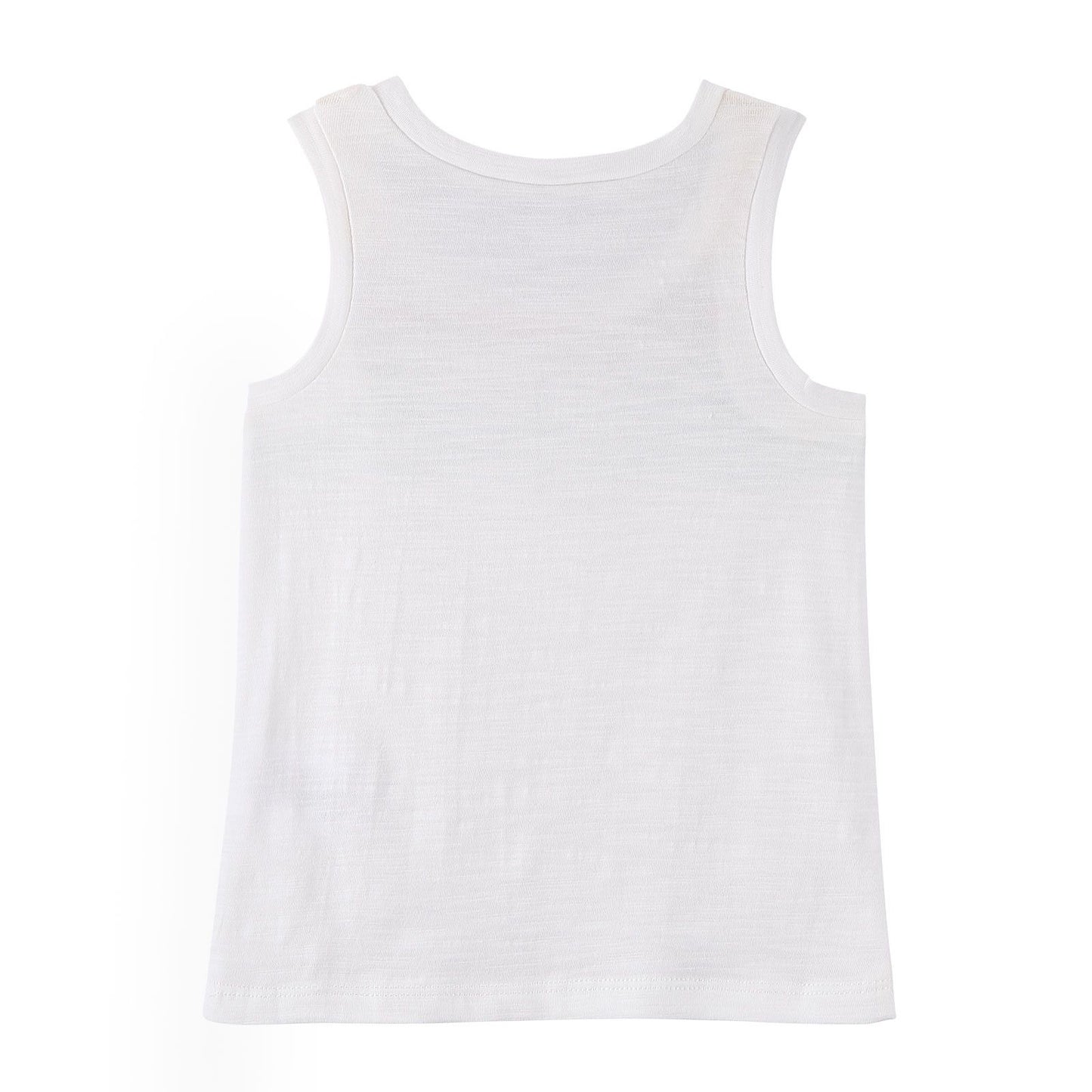 Girls White Cotton Vest With Multicolor Stripe