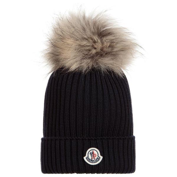Girls Black Wool Base Fabric Hat
