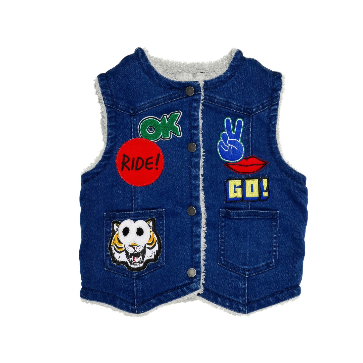 Girls Dark Sky Blue Embroidered Trims 'Royce' Gilet