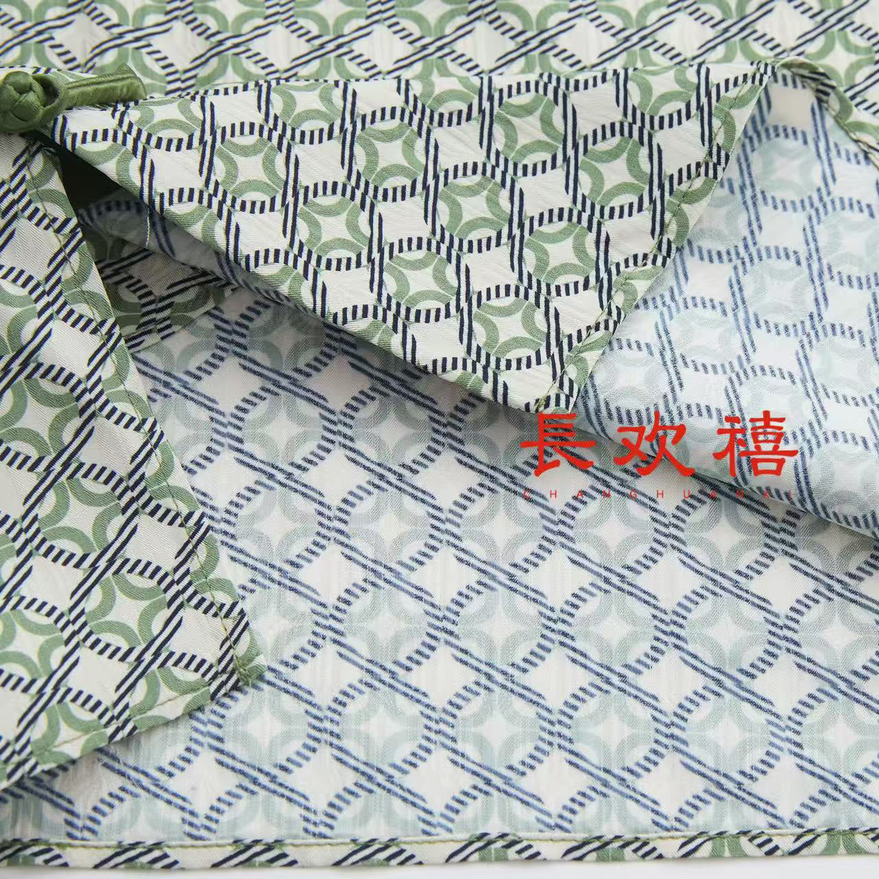 女童绿色"国宝"中式旗袍