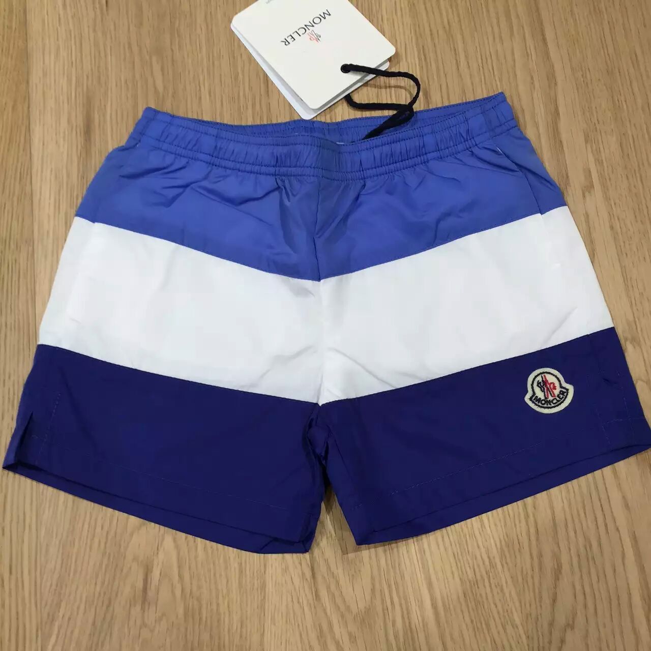 Baby Boys Blue&White Striped Beach Wear Logo Short