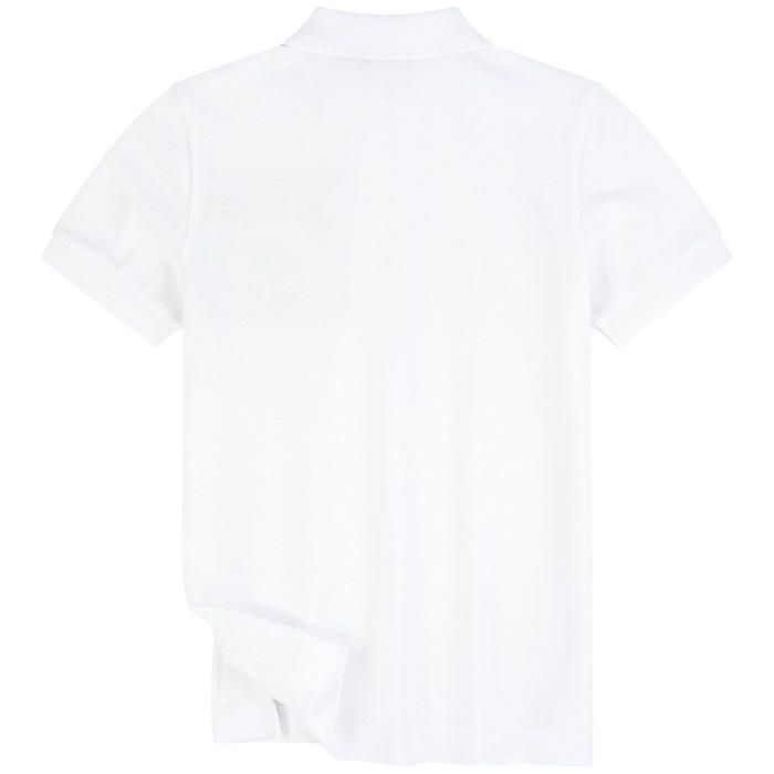 Boys White Cotton Pique Polo Top