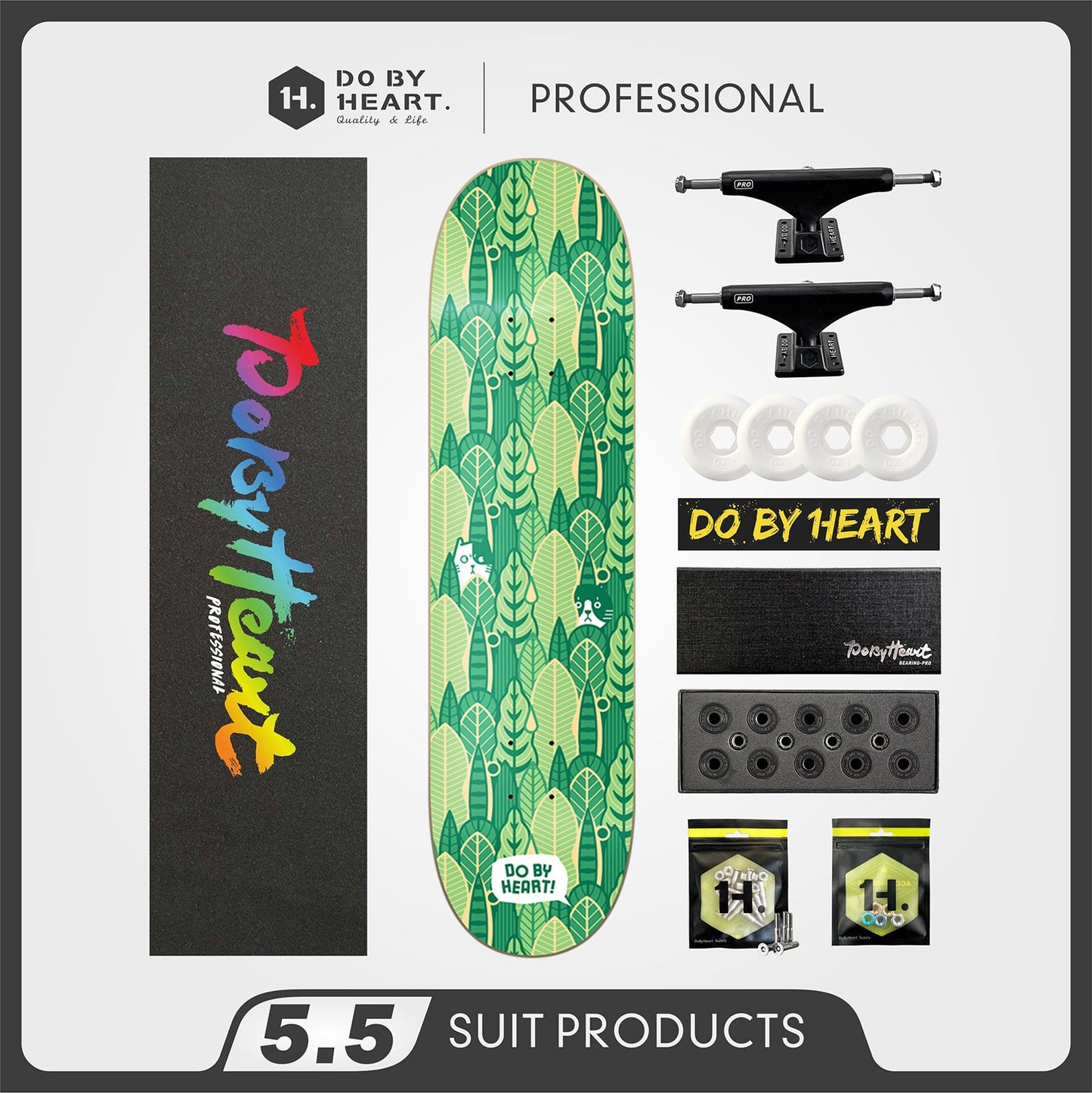 DBH 5.5 丛林绿色滑板套装