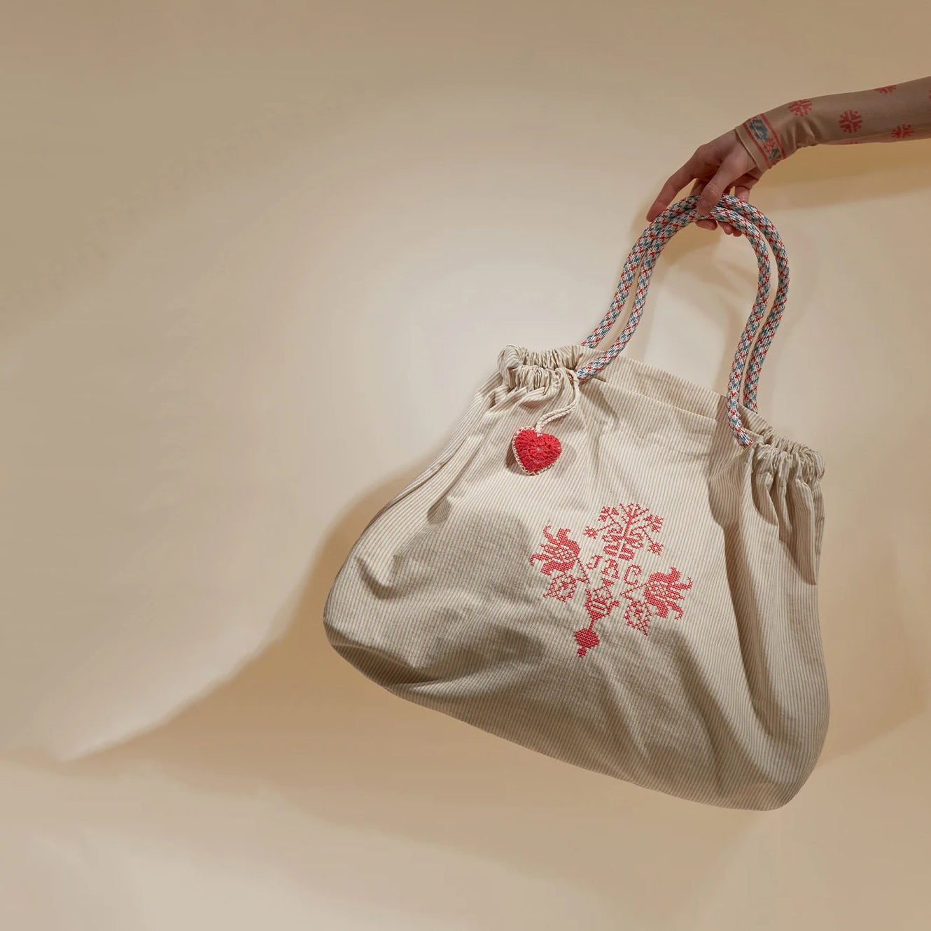 女童米色条纹芭蕾舞手提包(长x高:66x38cm)