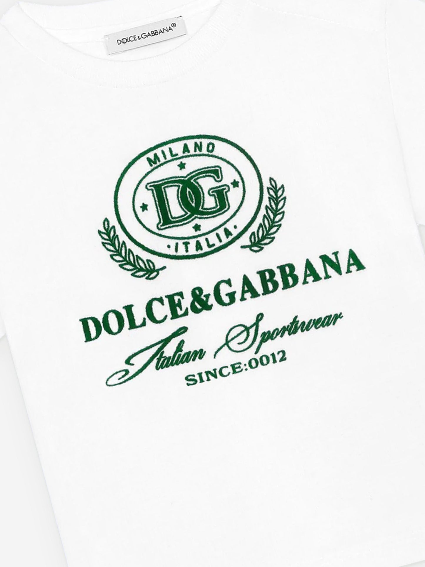 Dolce & Gabbana 男婴白色植绒徽标 T 恤