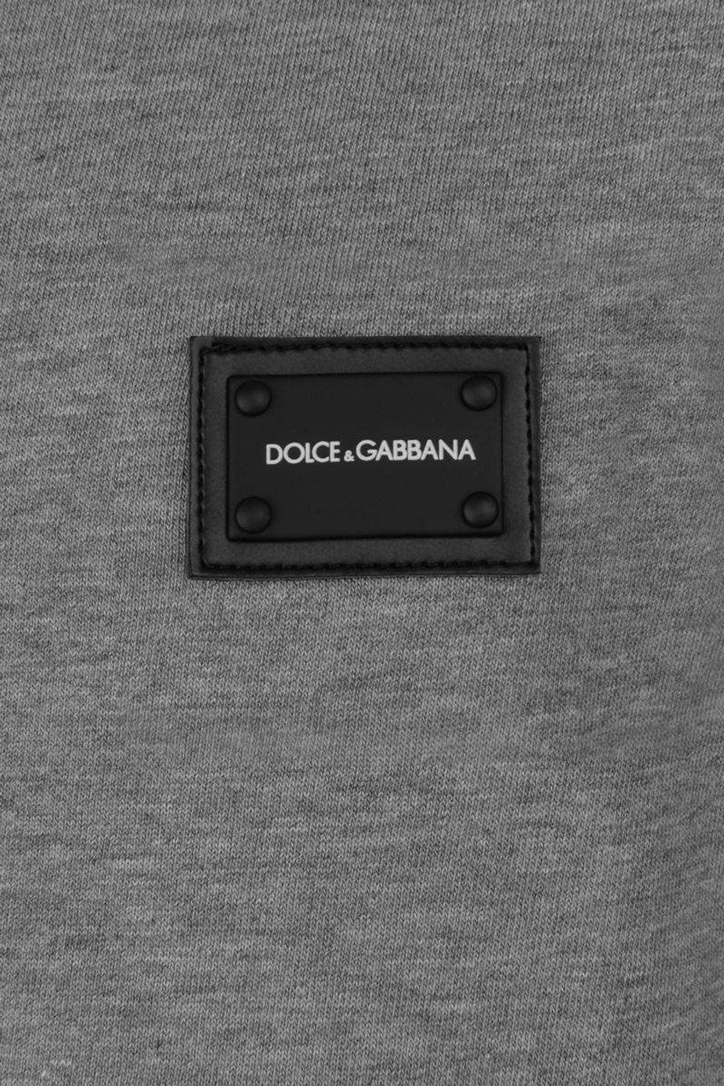 Dolce & Gabbana 男童棉质平纹针织徽标 T 恤(灰色)