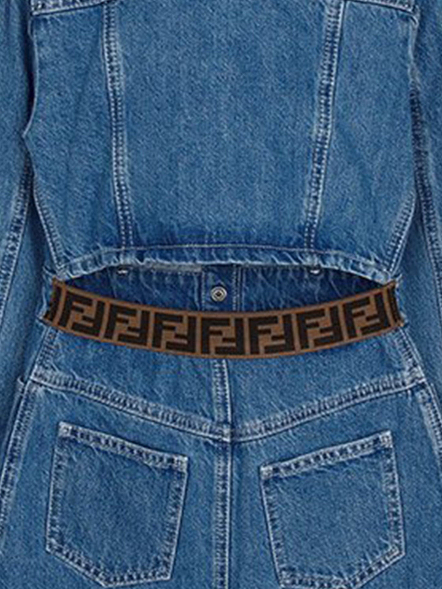 Fendi 女童牛仔布 FF 徽标衬衫裙(蓝色)