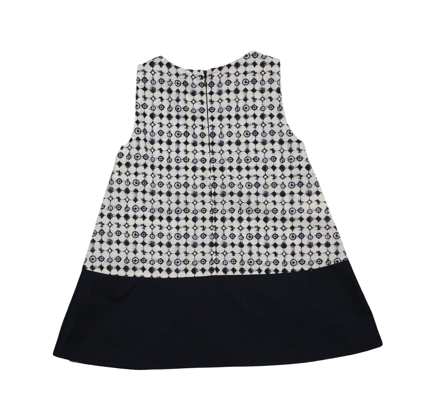 Girls Navy & White Cotton Dress