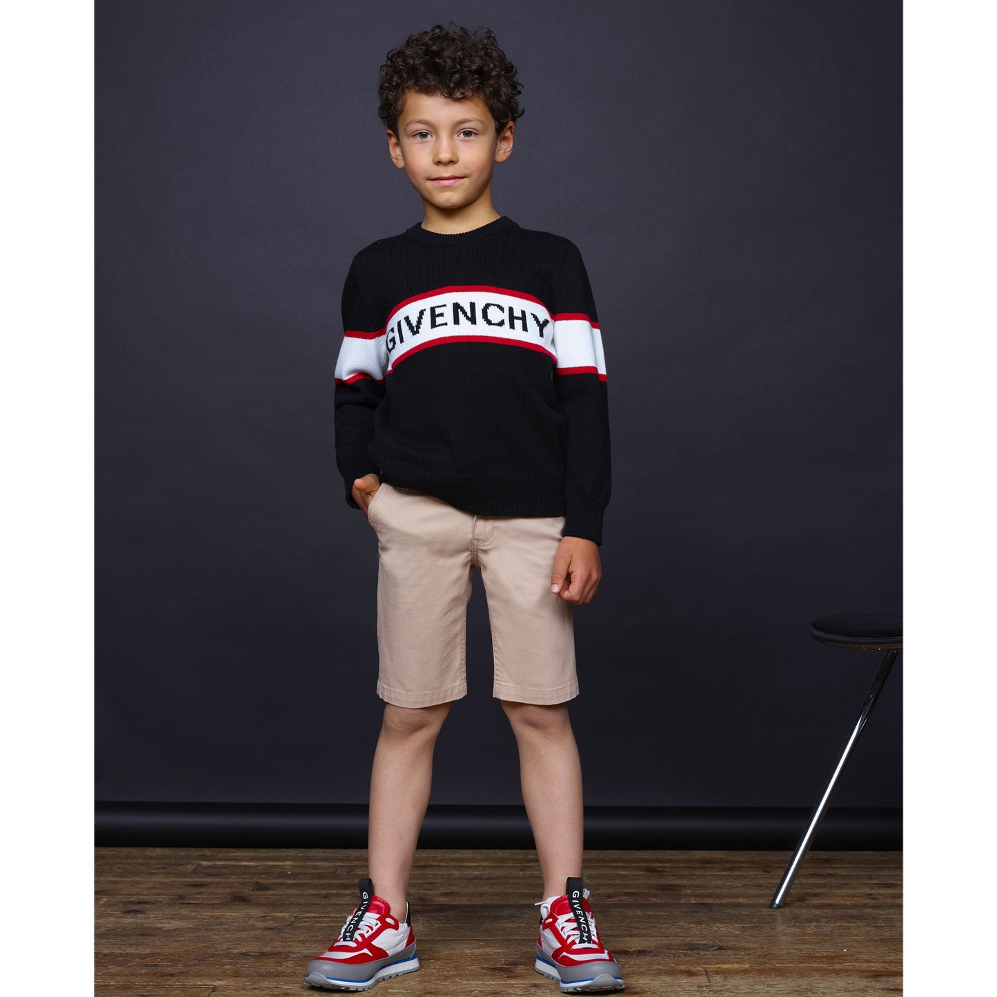 Boys Black & White Logo Cotton Sweater