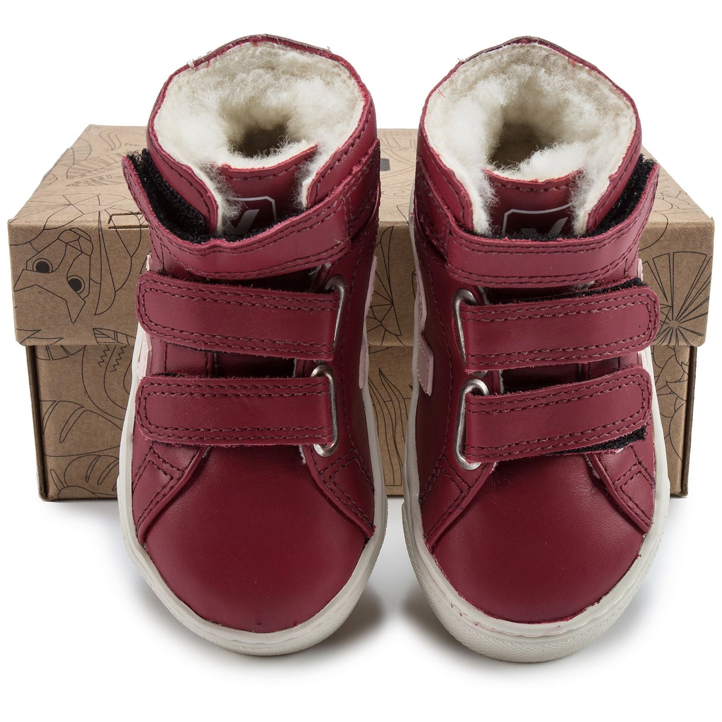 Baby Red Leather Velcro High Top Shoes