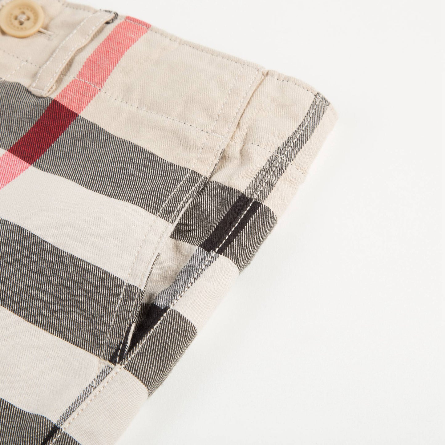 Baby Boys Beige Checked Cotton Shorts