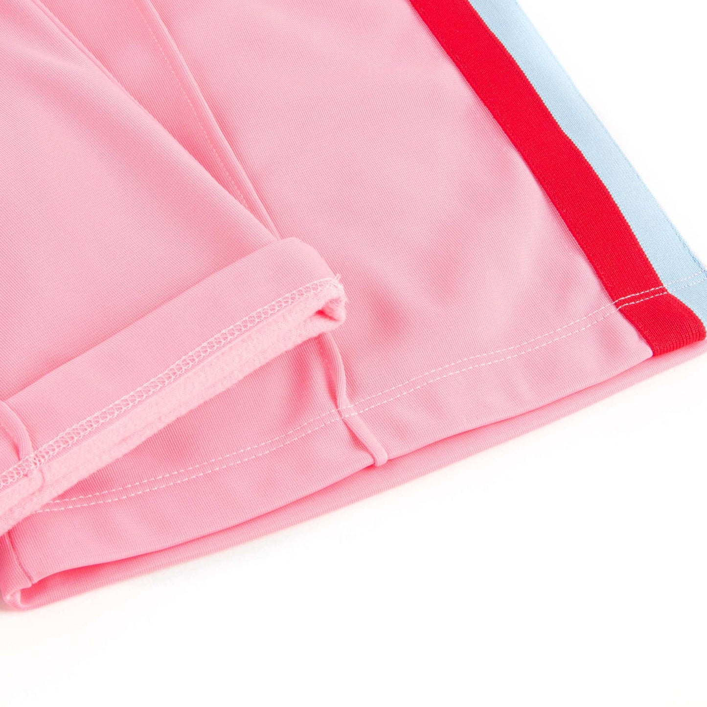 Girls Pink Jersey Shorts With Red Trim