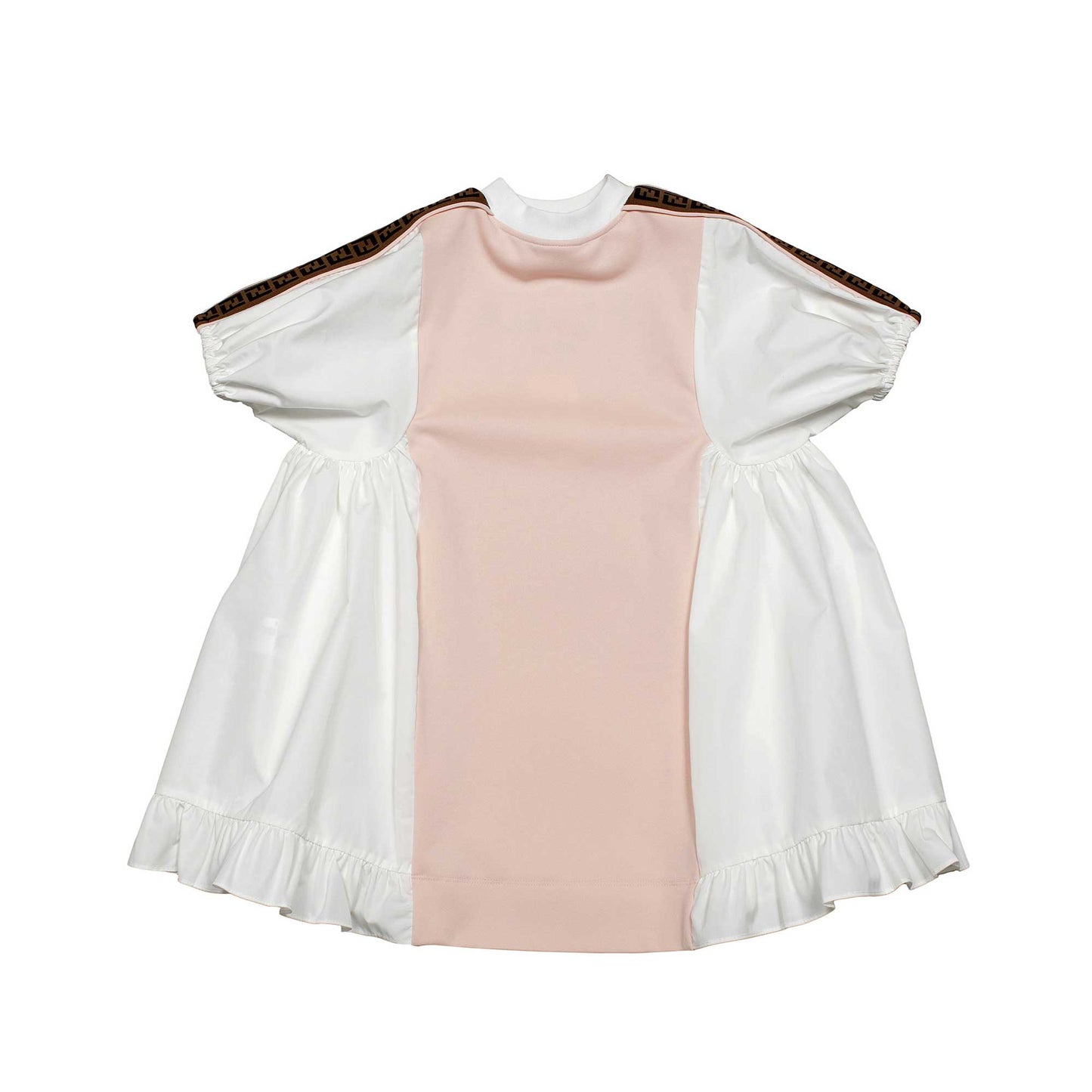 女童白色&粉色Logo棉连衣裙