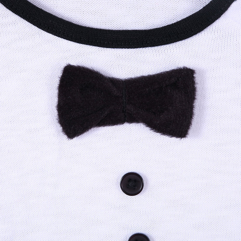 Baby Boys White Cotton T-Shirt With Black Cuffs