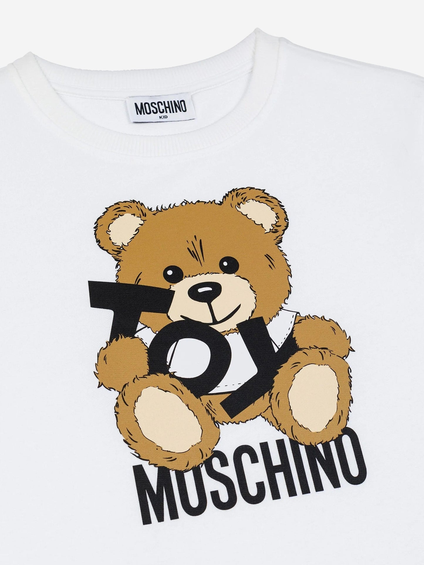 Girls Teddy Bear Logo Dress in White