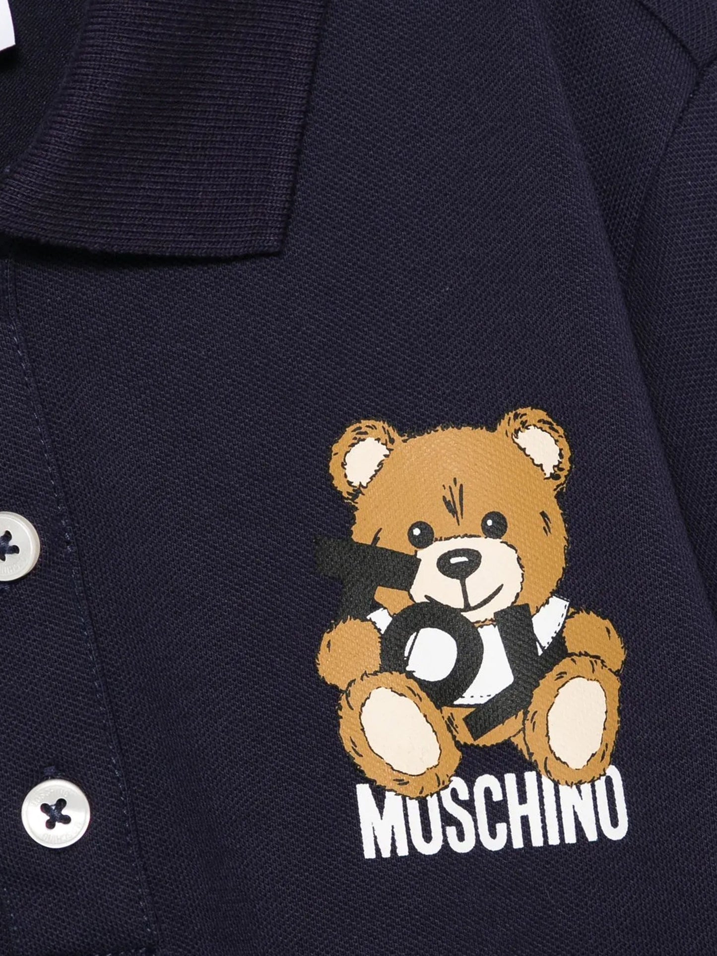 Boys Teddy Bear Polo Shirt in Navy