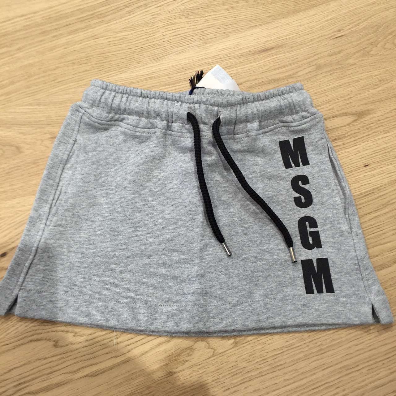 Girls Grey Cotton Skirt With Brand Logo