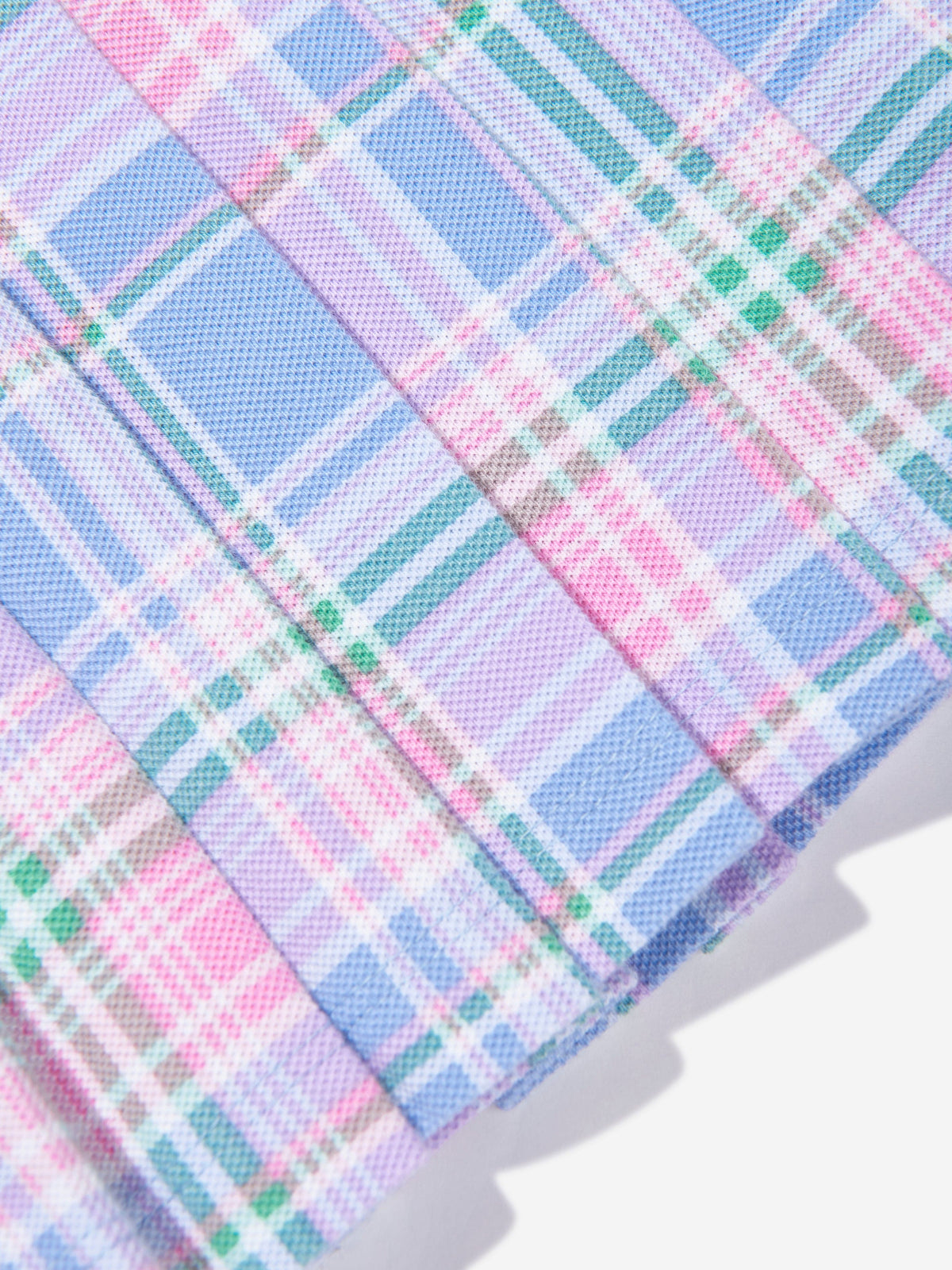 Girls Checked Polo Dress in Blue