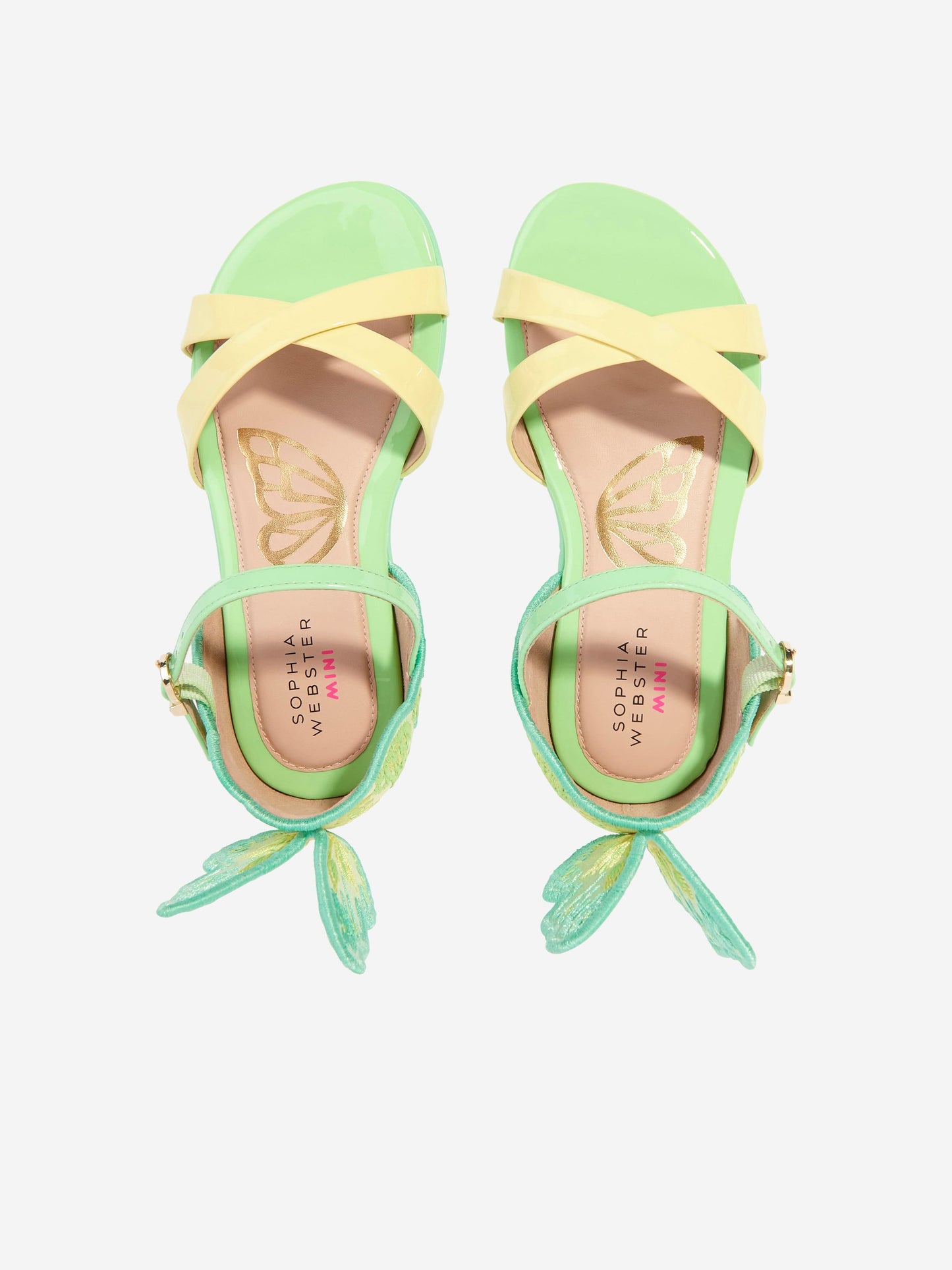 Sophia Webster 女童 Chiara 刺绣皮革凉鞋(绿色)