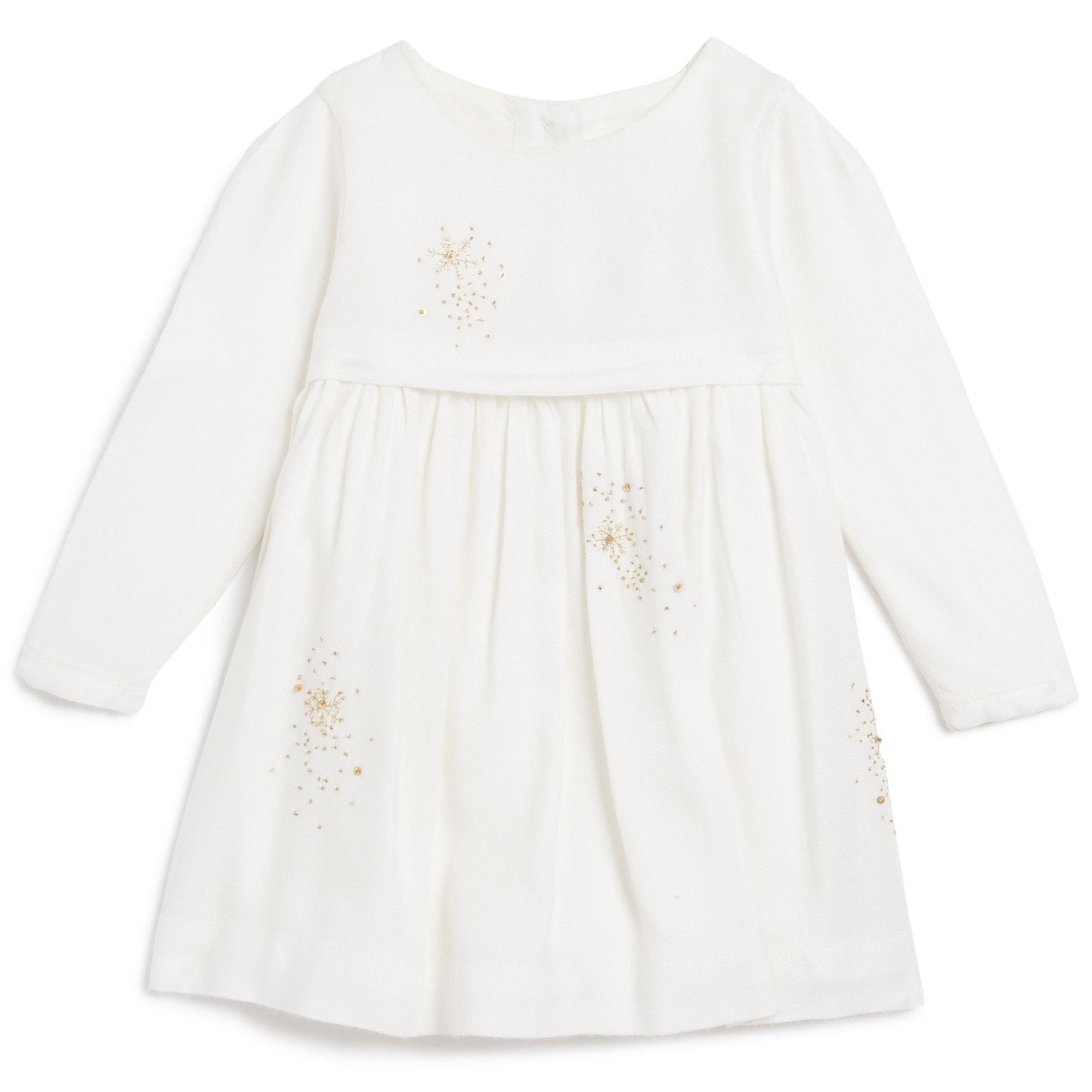 Baby Girls White Dress With Glitter Ornament