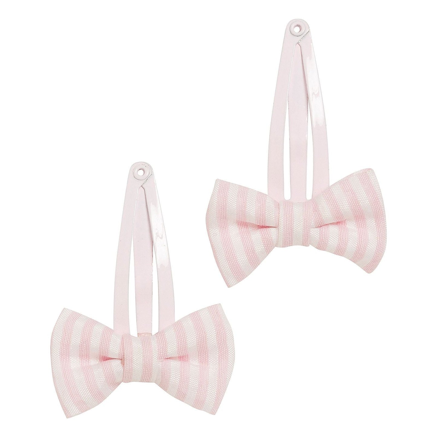 Girls White&Pink Striped Bow Trims Hair Clip