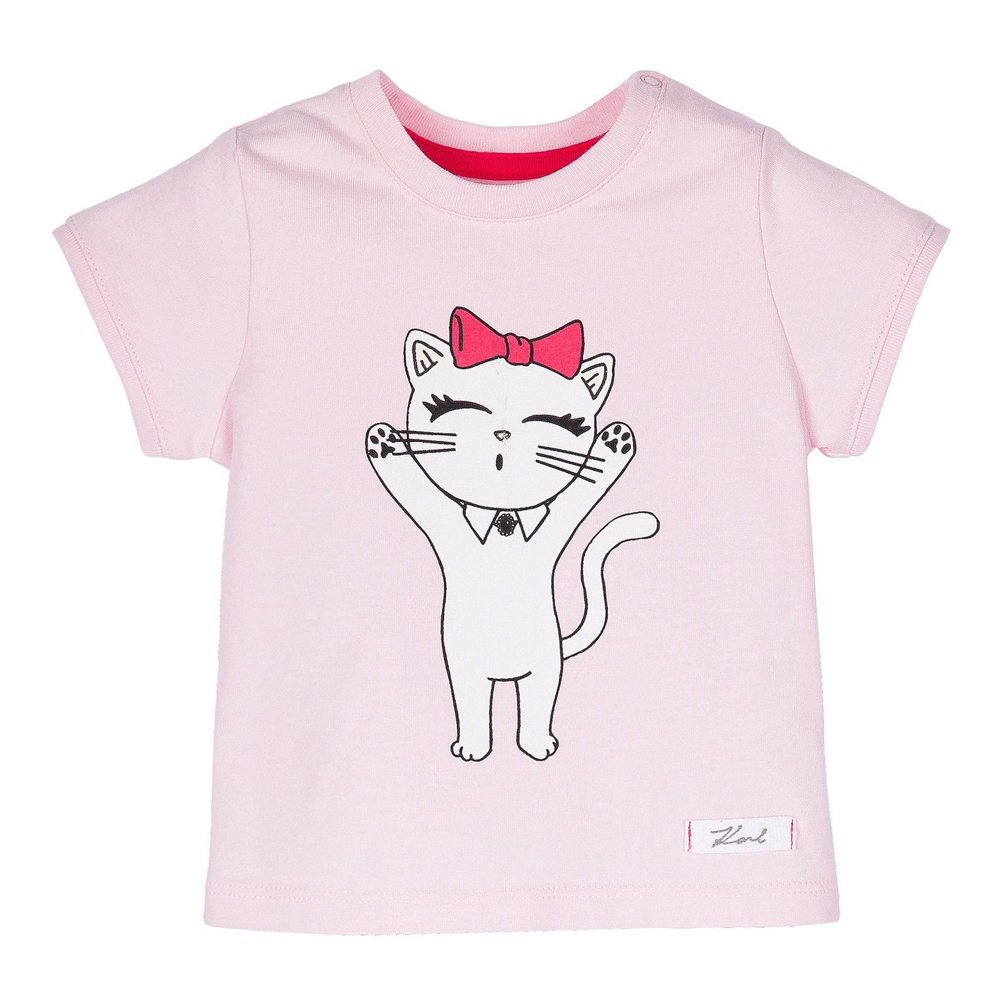 Baby Pink Cat Printed Cotton T-Shirt