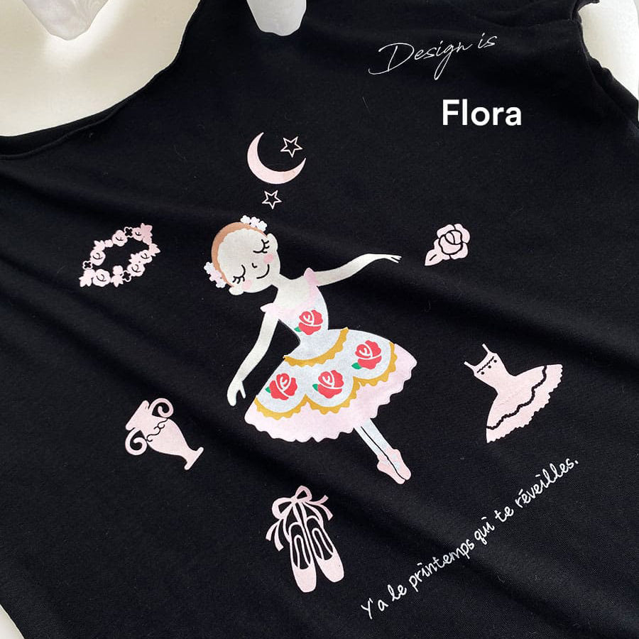 女童黑色"abby-w19/Flora Black"芭蕾舞T恤