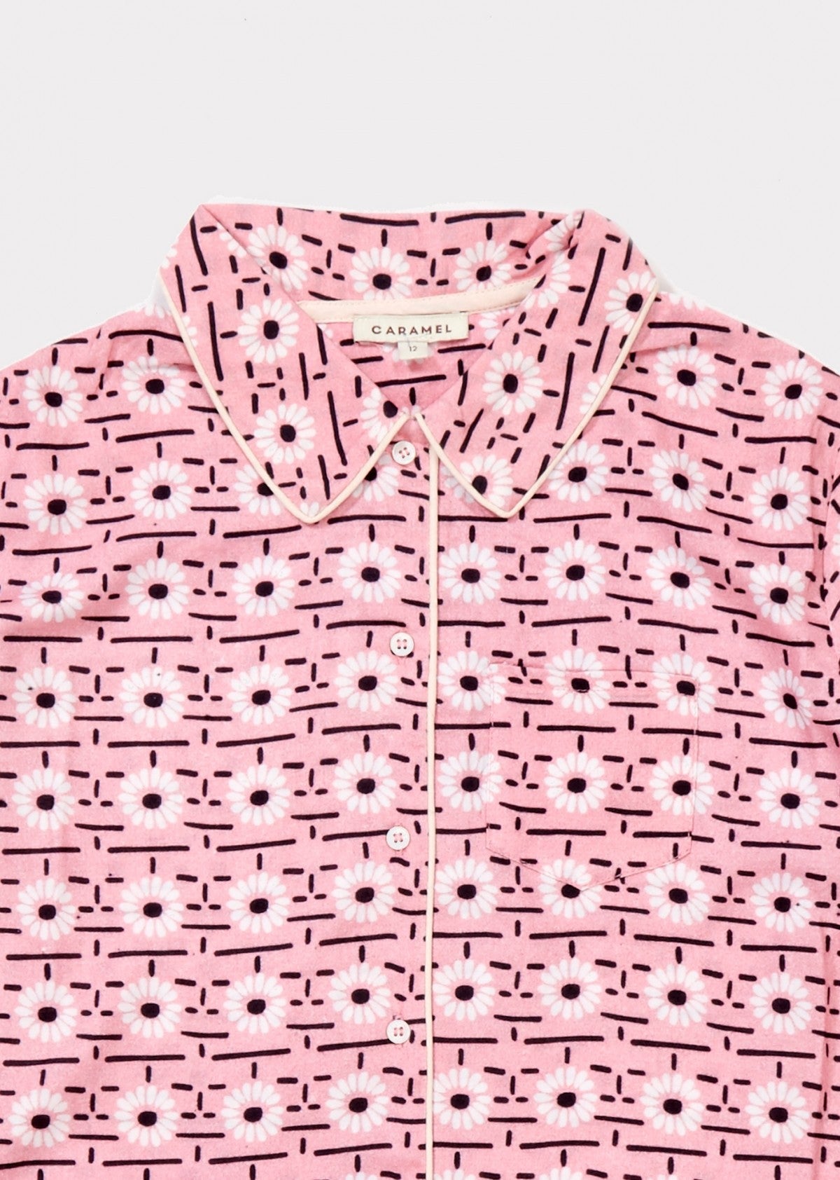 Girls Pink Printed Woven Shirt