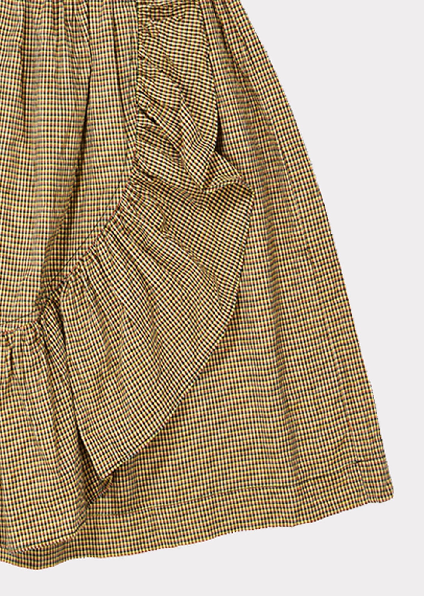 女童卡其色格子棉短裙