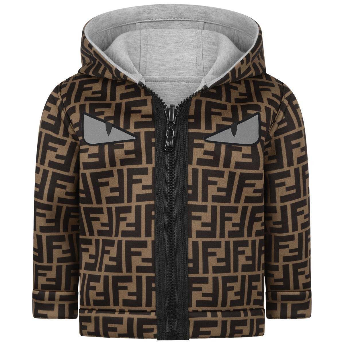 Baby Grey & Brown Reversible Zip Up Top