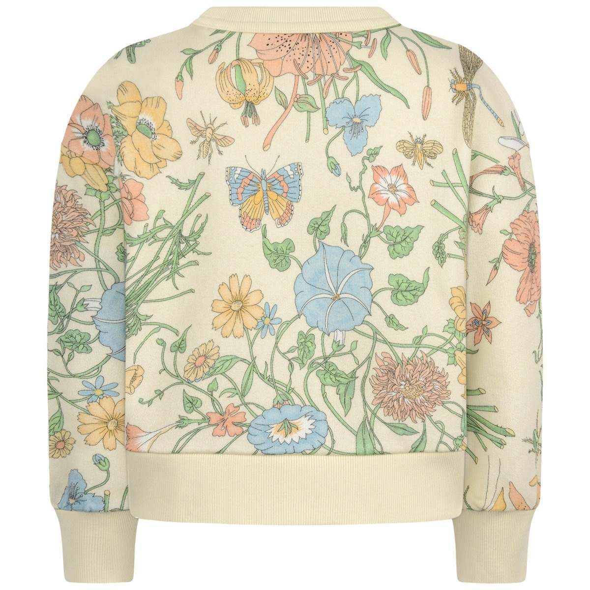 Girls Ivory Cotton Floral Sweater