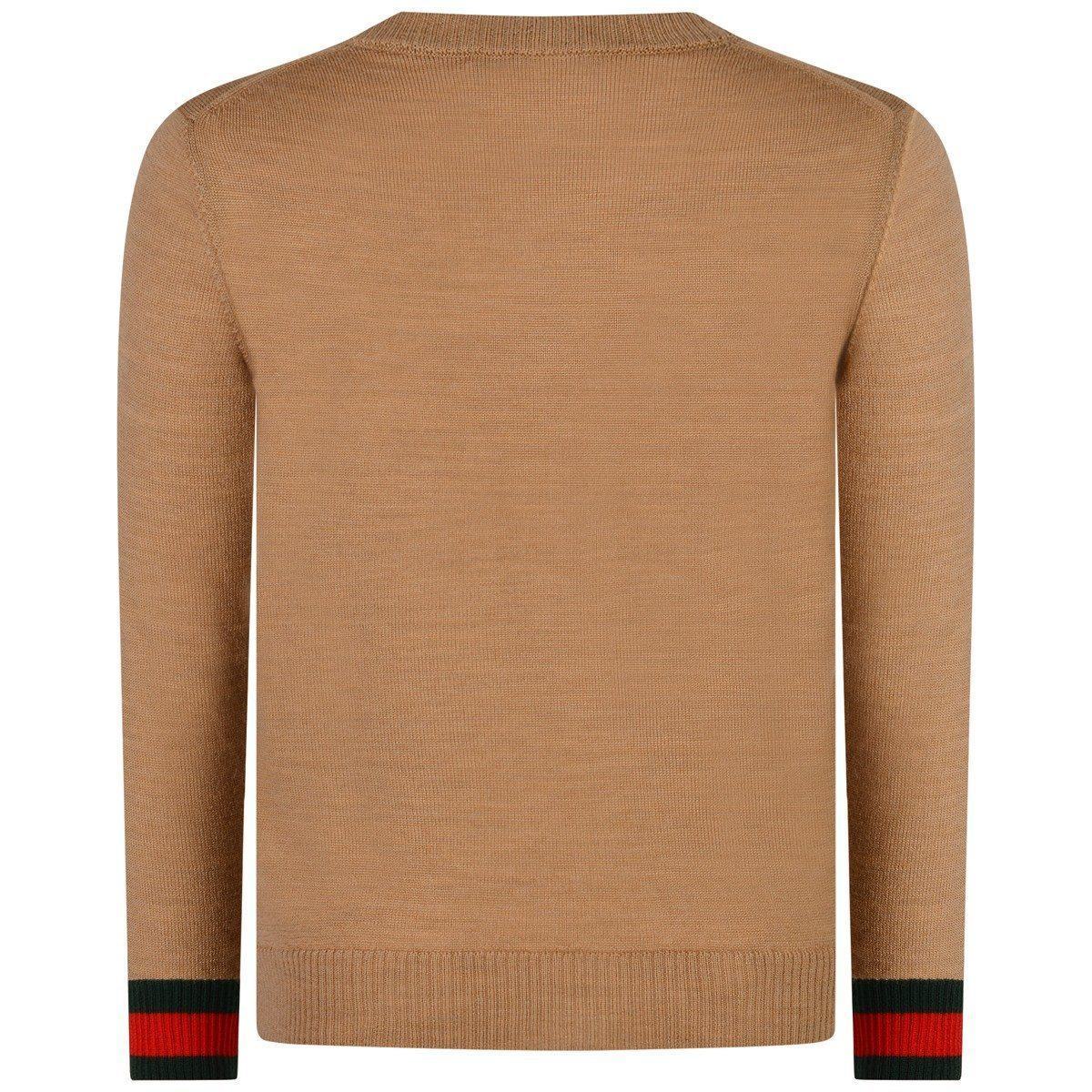 Boys Beige Merino Wool V Neck Sweater
