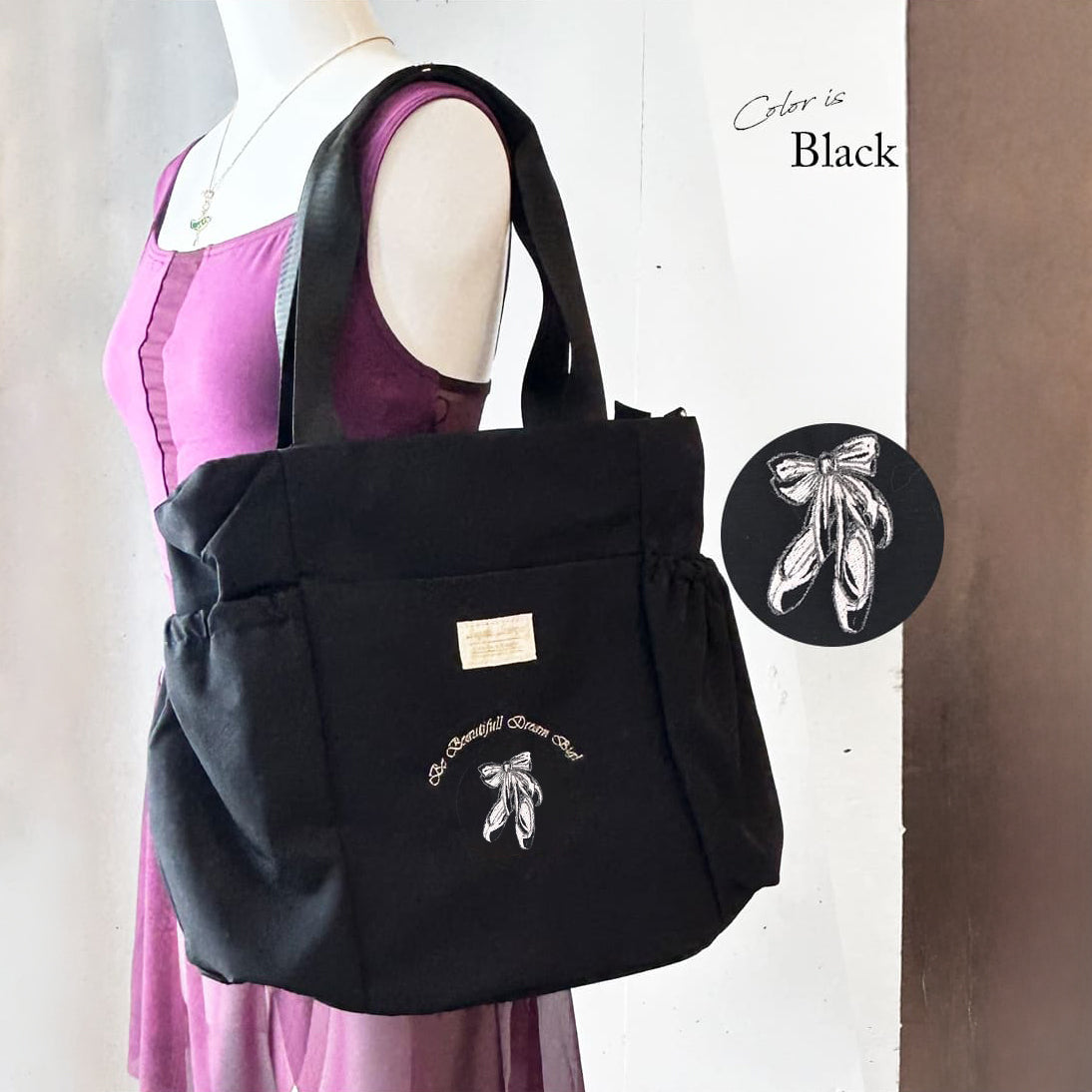 女童黑色"item68/black-ballaet shoes"芭蕾舞包(宽27x高30x深17cm)