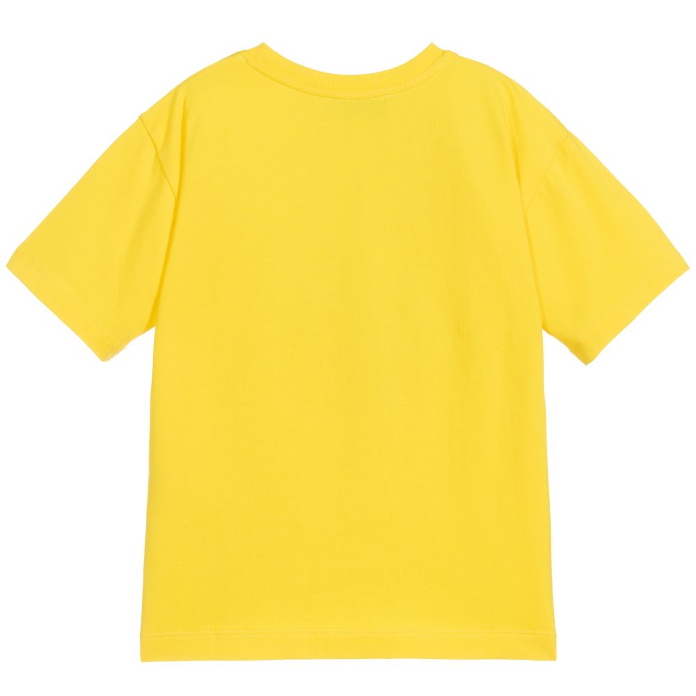 Kids Yellow Cotton Logo T-Shirt