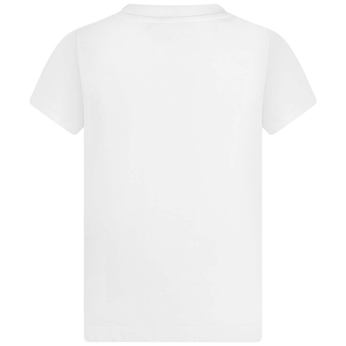 Kids White Logo Print Cotton T-Shirt