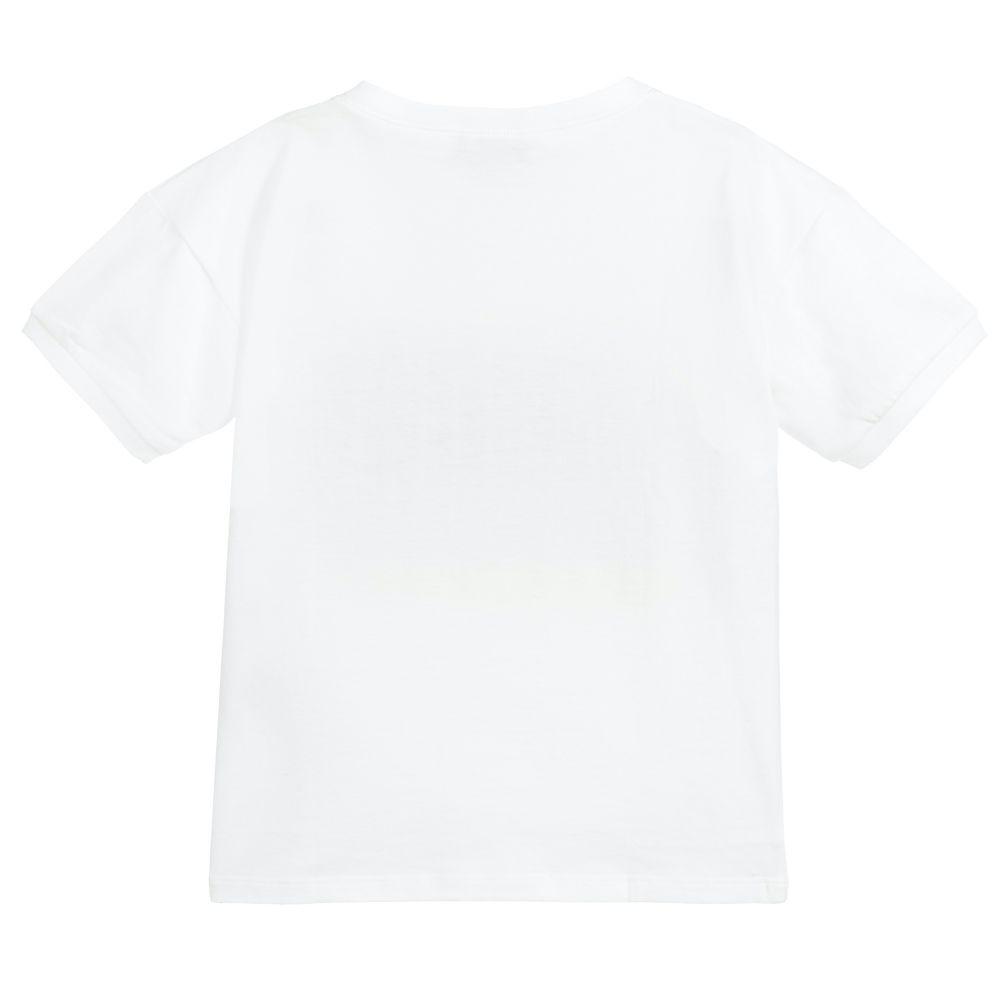Boys & Girls White Logo Cotton T-shirt