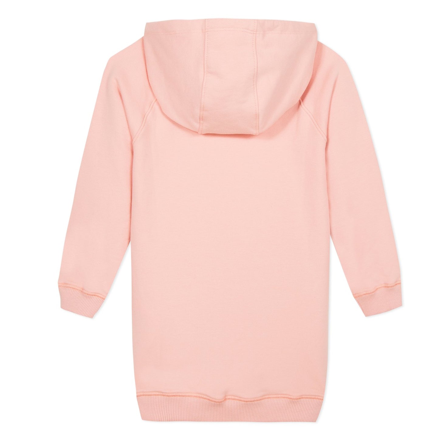 Girls Pink Hooded Logo Cotton Dress